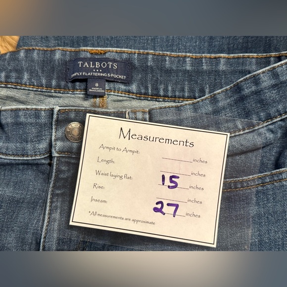 Talbots Simply Flattering 5 Pocket Blue Jeans 8 - Picture 7 of 7